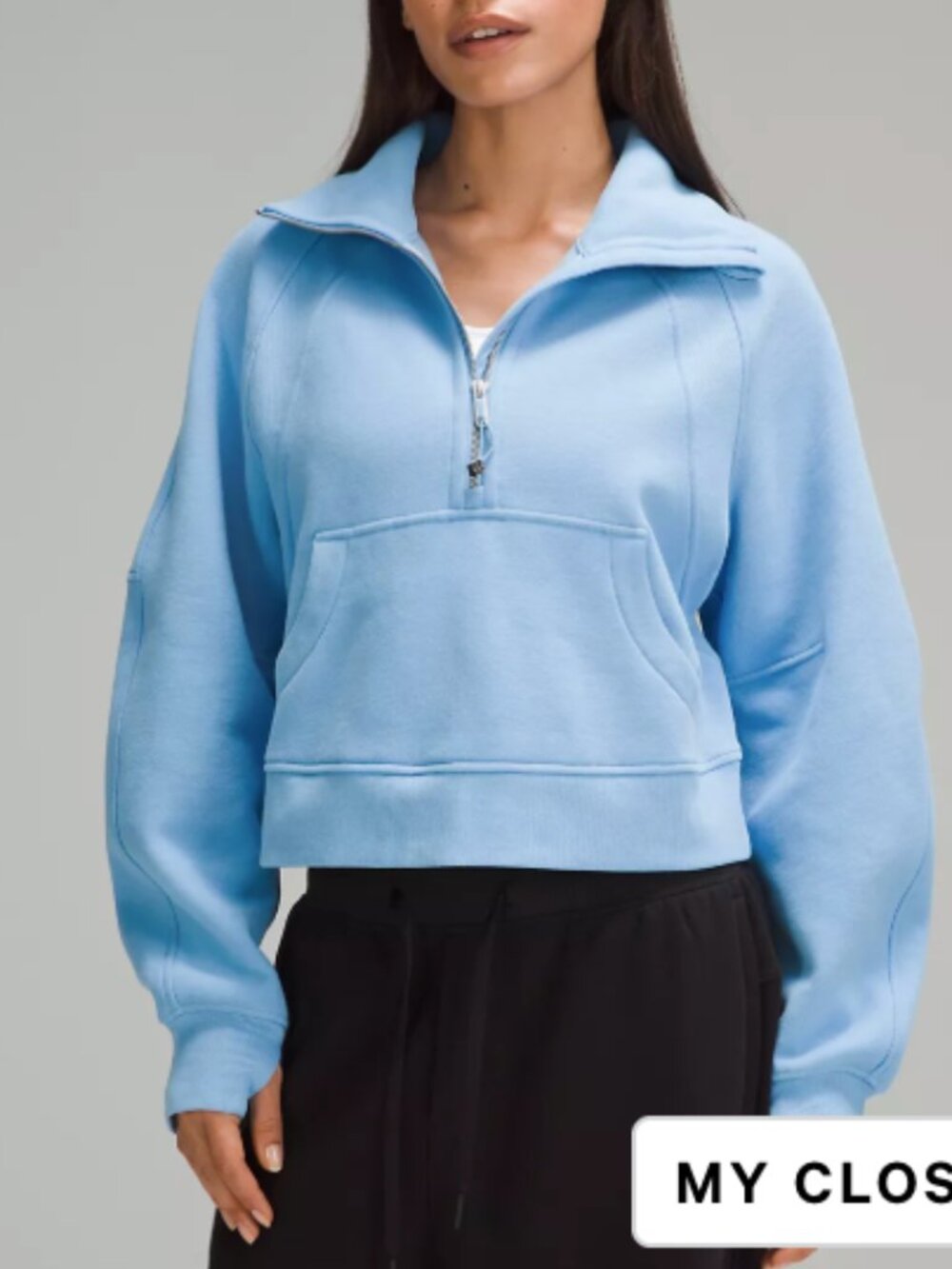Lululemon Cropped Half Zip Scuba - Aero Blue Xs/S